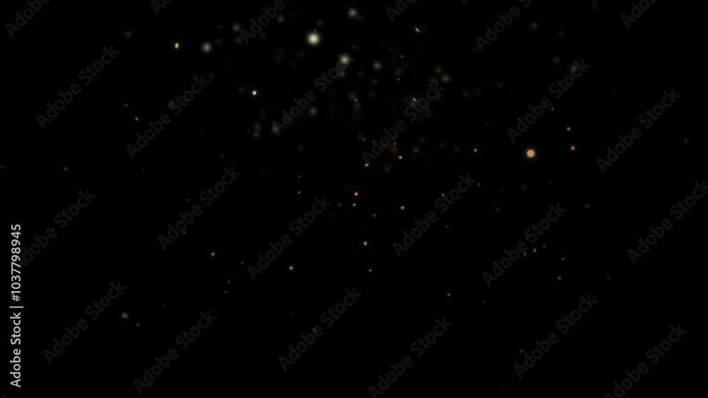 Wall mural simple falling glowing particles over black background. seamless looping animation of drifting dots.