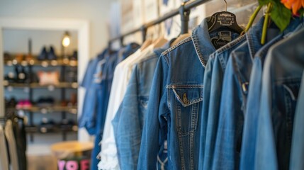 Obraz premium Blue Denim Jackets on Display