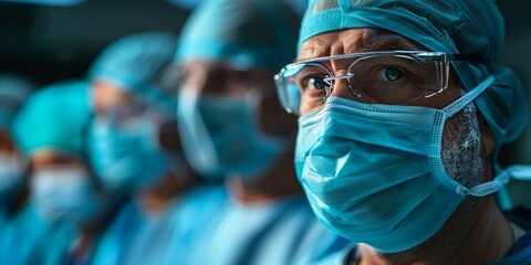 Surgeons prepared for a complex operation in a modern surgical room. Generative AI