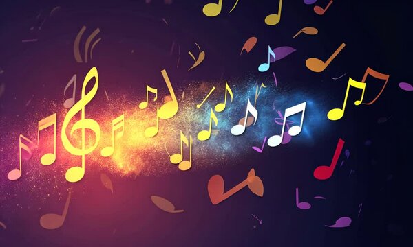 music notes with colorful musical notes on abstract background