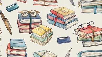 Books and Accessories Illustration
