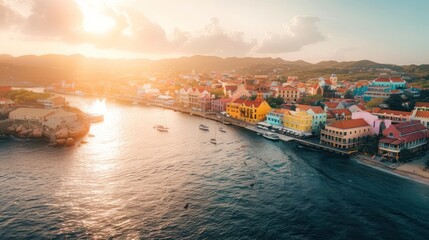 Obraz premium Colorful Caribbean Town at Sunset