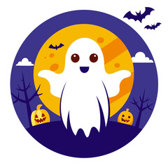 Ghost Halloween vector silhouette, Halloween Ghost Vector art Illustration