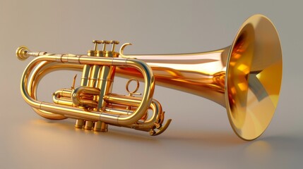 Naklejka premium Gold Euphonium against Clean Background