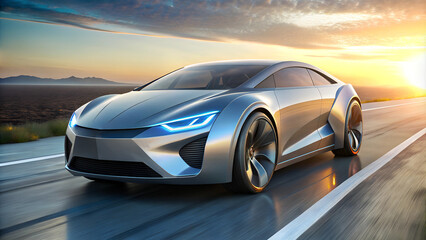 design of modern a car runing on the road