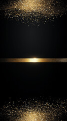 Fototapeta premium Vertical illustration of gold glitter on black background. AI generation.