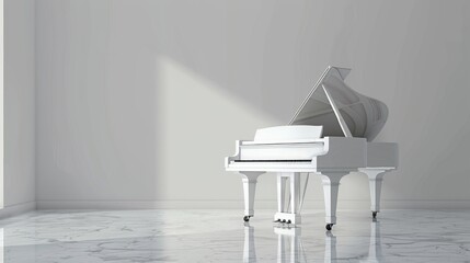 Elegant White Piano in Minimalist Clean Space