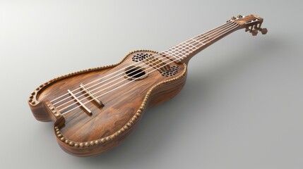 Fototapeta premium Beautiful Wooden Sarod on Clean Background