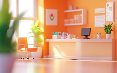 A soft-focus depiction of a medical clinic's doctor office, creating a sense of warmth and approachability through the defocused elements