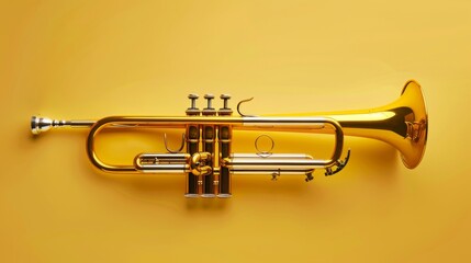Fototapeta premium Bright Trumpet on Clean Yellow Background