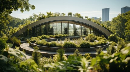 Fototapeta premium A large green building with a garden on top