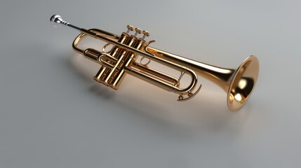 Golden Trumpet on Clean Background