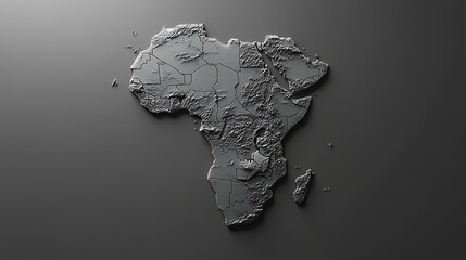 A sleek, minimalist map of Africa in shades of gray, focusing on the continentâ€™s shape with subtle country divisions