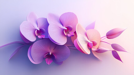 Vanda Orchid logo 3d vector papercut