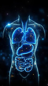 X-ray Human body anatomy with lung, liver and stomach  