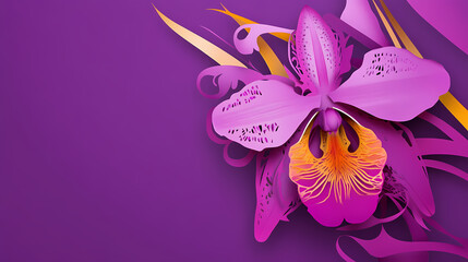 Fototapeta premium Vanda Orchid logo 3d vector papercut