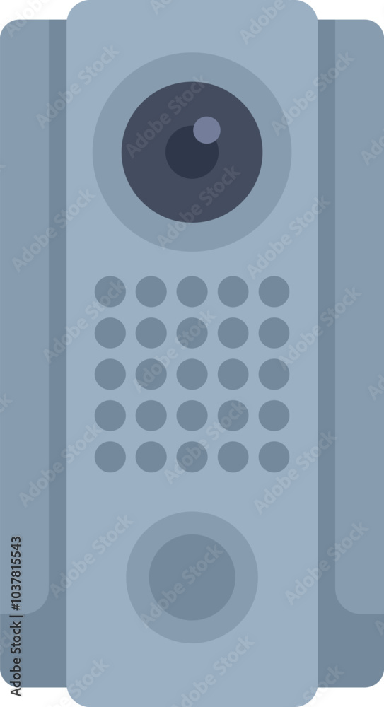 Poster modern intercom system showing digital display for apartment security and communication