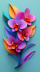 Fototapeta premium Vanda Orchid logo 3d vector papercut