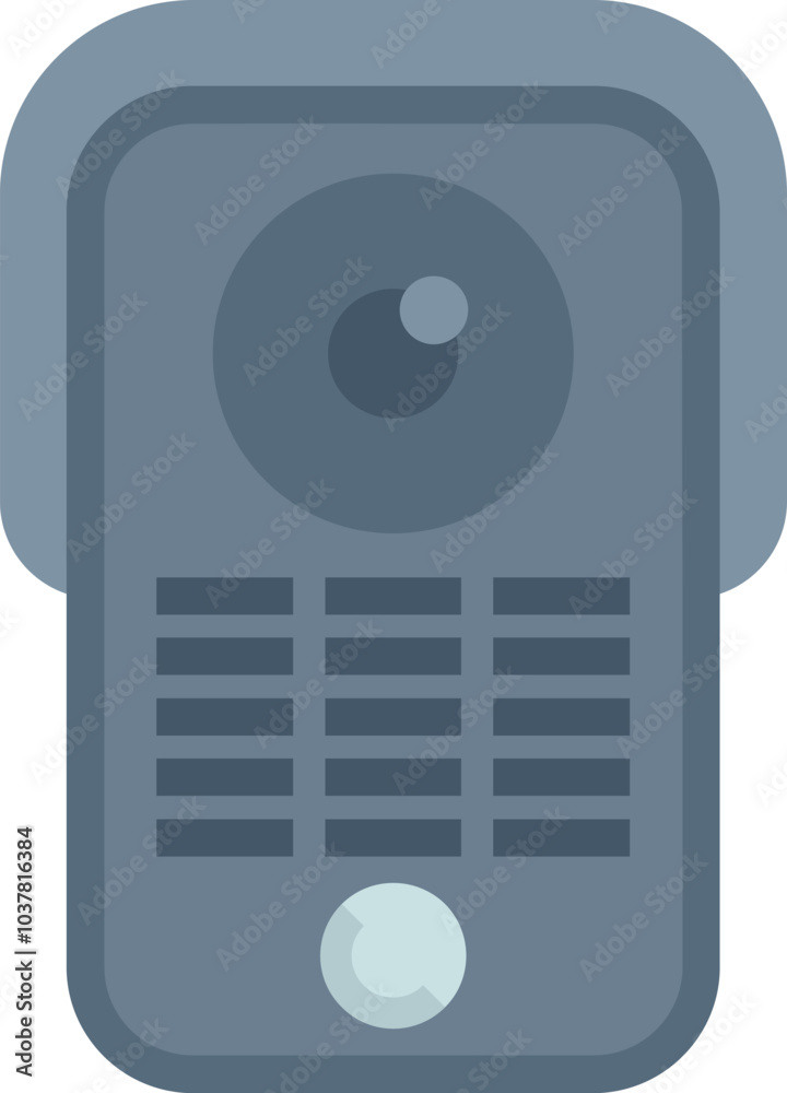 Poster modern wireless intercom system displaying security camera footage on its screen
