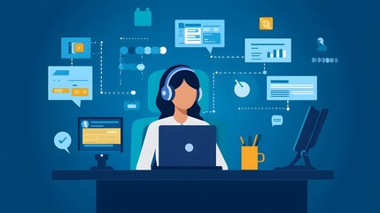 Technical support customer service Business technology concept. 