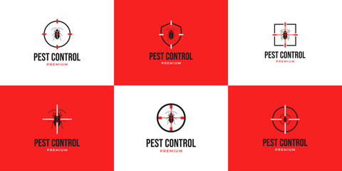 Set of pest control cockroach logo design vector template collection illustration idea