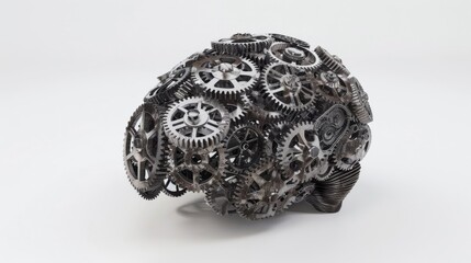 a brain composed of interconnected gears and machinery, illustrating the mechanistic aspects of human cognition
