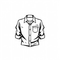 Stylish rolled sleeve button-up shirt design featuring a single chest pocket on a plain background