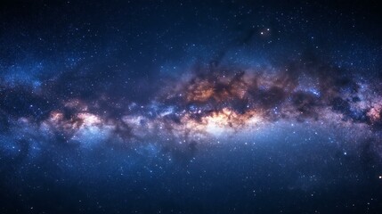 Fototapeta premium A night sky filled with stars, with the Milky Way galaxy clearly visible in the distance