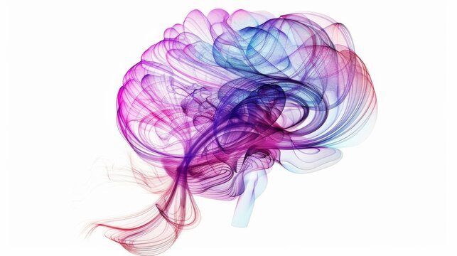 a brain depicted as a cosmic symphony, with waves of thought and emotion resonating throughout the universe