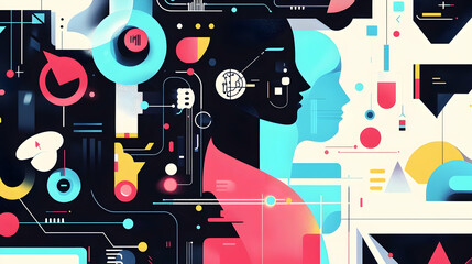 Flat Illustration Blending Healthcare Tech and Artistic Flair for Medical Innovation  -