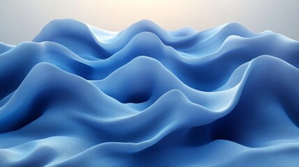 Obraz premium Abstract ocean waves with smooth curves in blue hues. Generative AI