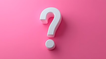 Minimalistic 3D Render of a White Exclamation Mark on a Pink Background. Generative AI