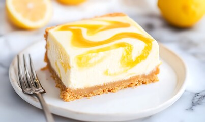 lemon cheesecake with lemon curd swirls a zesty and creamy, Generative AI