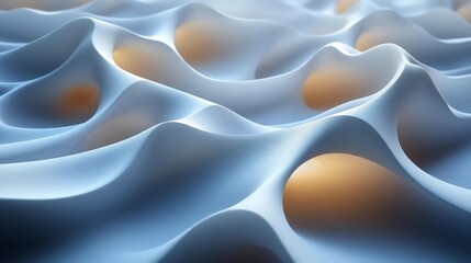 Obraz premium Smooth undulating fabric-like surface with soft lighting and rounded shapes creating a serene abstract landscape.. Generative AI