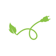 Obraz premium cable plug with green leaf