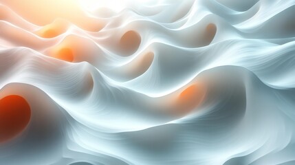 Obraz premium Abstract soft flowing waves in white and orange tones with a glowing effect a conceptual background for modern design and creative projects. Generative AI