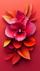 Cattleya Orchids logo 3d vector papercut