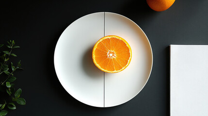 Oranges placed on a white plate