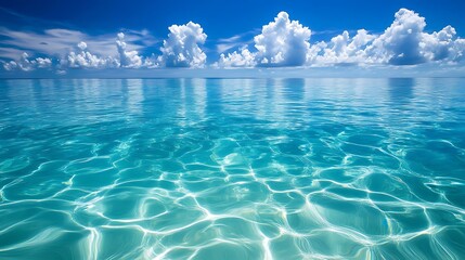Obraz premium A crystal-clear sea with soft ripples and the reflection of the sky on the waterâ€™s surface