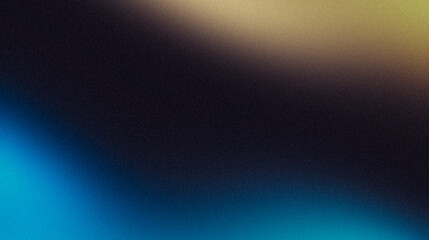 Abstract dark glowing green orange blue color grainy gradient backdrop design, copy space