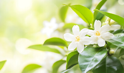 Obraz premium A Close up of delicate Osmanthus fragrans flowers-generative ai