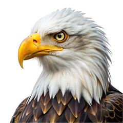 Obraz premium Bald eagle portrait side view isolated on transparent background