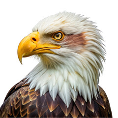 Fototapeta premium Bald eagle portrait side view isolated on transparent background
