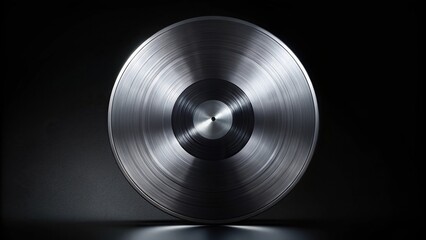 Close-up of a realistic platinum vinyl record on black background