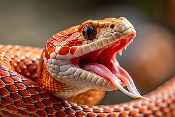 Fototapeta premium Closeup of a red Western Hognose snake sticking out its tongue