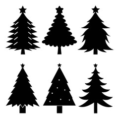 Fototapeta premium Deferent Christmas trees icon set black silhouettes vector illustration