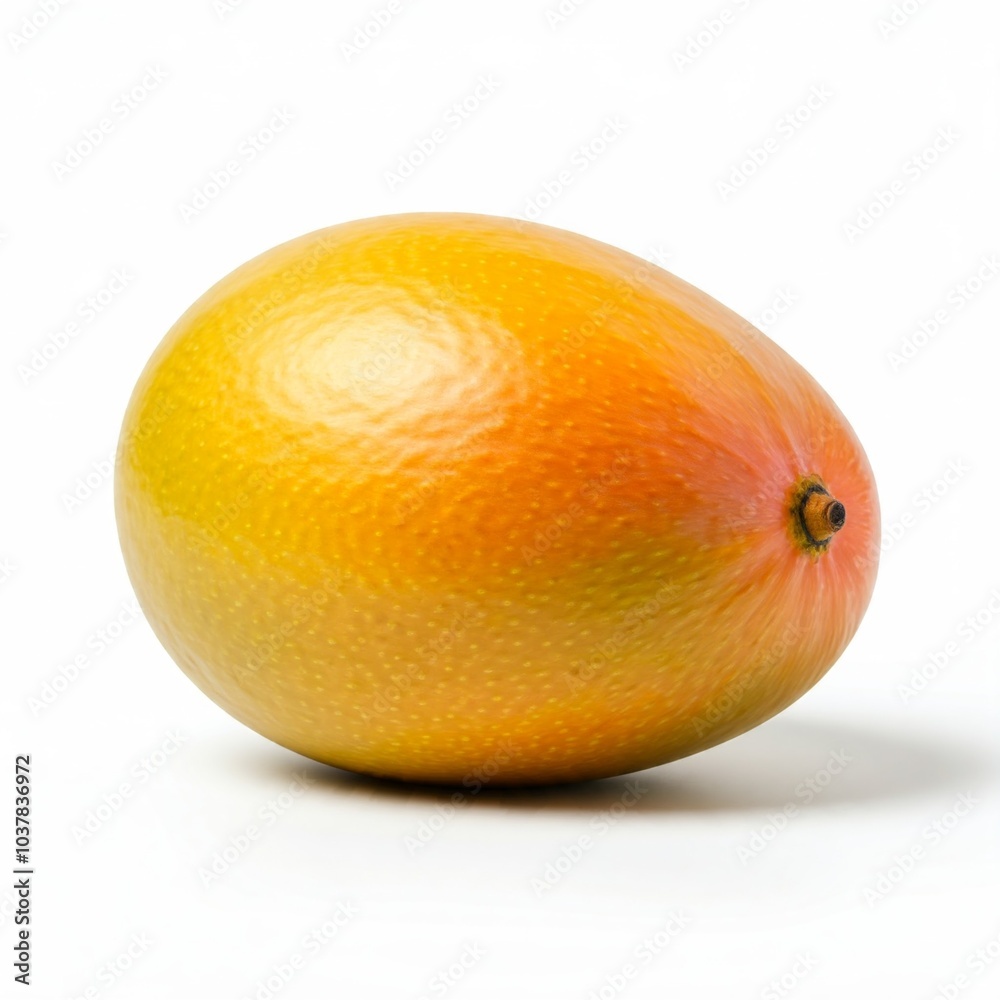 Wall mural yellow and orange ripe mango fruit isolated on white background