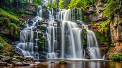 Obraz premium Close-up of a wild waterfall in the Polish Carpathians Beskid Sadecki
