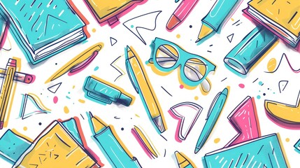 Colorful Pattern of School Supplies