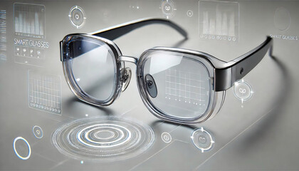 Futuristic 3D Smart Glasses Model with Holographic Display